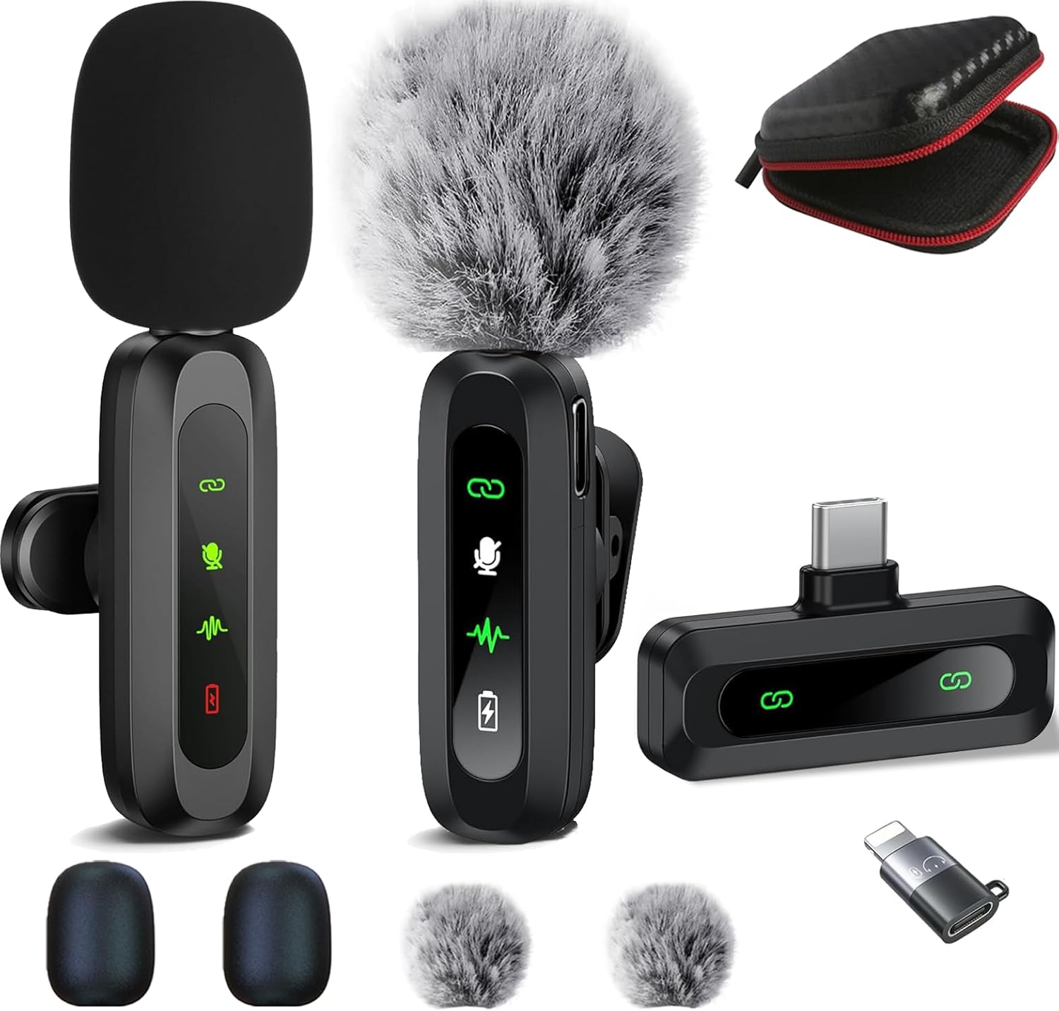 Wireless-Lavalier-Microphone-for-iPhone-Android-Plug-Play2-Pack-Mini-Microphone