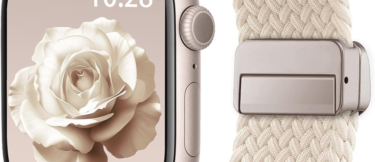 Braided Stretchy Band Compatible with Apple Watch Bands 38mm 40mm 41mm 42mm 44mm 45mm 46mm 49mm Women Men, Soft Nylon Solo Loop Magnetic Sport Strap for iWatch Series 11 10 9 8 7 6 5 4 3 2 1 SE Ultra