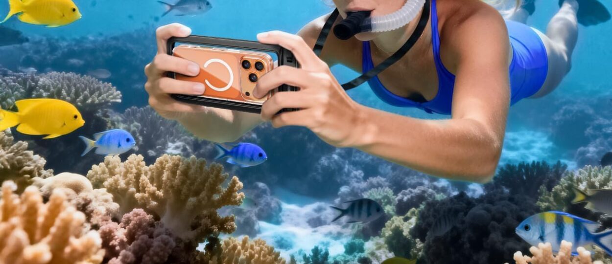 Hiearcool Waterproof Phone Pouch, IPX8 Waterproof Phone Case for iPhone 17/16/15/14 Pro Max, Cell Phone Dry Bag for Beach & Cruise Essentials, Touch Screen, Lanyard Included, 2 Pack (Fits Up to 8.9”)