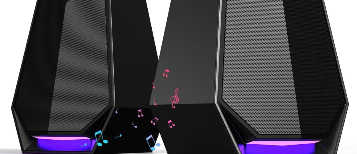 BESTISAN 30W Gaming Speakers for PC – Bluetooth, AUX & Type-C Desktop Monitor Speakers with RGB Lights