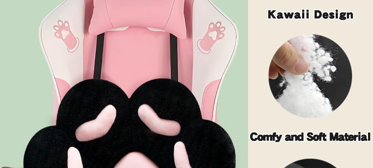 MOONBEEKI Cat Paw Cushion Chair – Kawaii Plush Seat Pillow for Gaming Chair, Floor & Home Decor (28” x 24”)