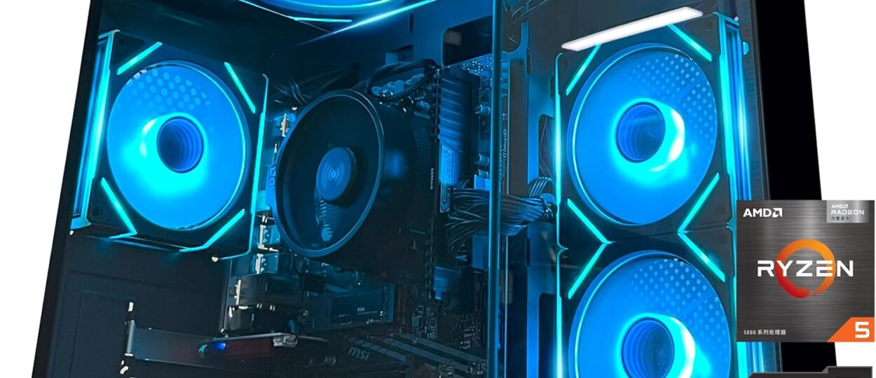 YAWYORE Ryzen 5 5600GT Gaming PC | 16GB DDR4, 1TB NVMe SSD, WiFi, 550W PSU – High Performance Desktop