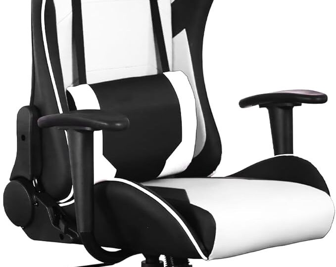 Ergonomic Gaming & Office Chair – Built-In Massage Lumbar Support, Adjustable Height, Swivel Base & Headrest for All-Day Comfort