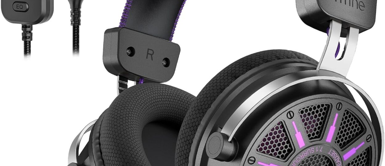 FIFINE H19BP Wired Gaming Headset with 7.1 Surround Sound & RGB Lighting for PC/PS5
