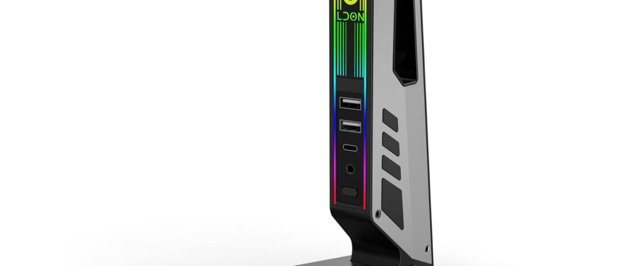 LDON Gaming Headset Stand with RGB Lights, Dual USB Ports, Type-C & 3.5mm Audio Jack