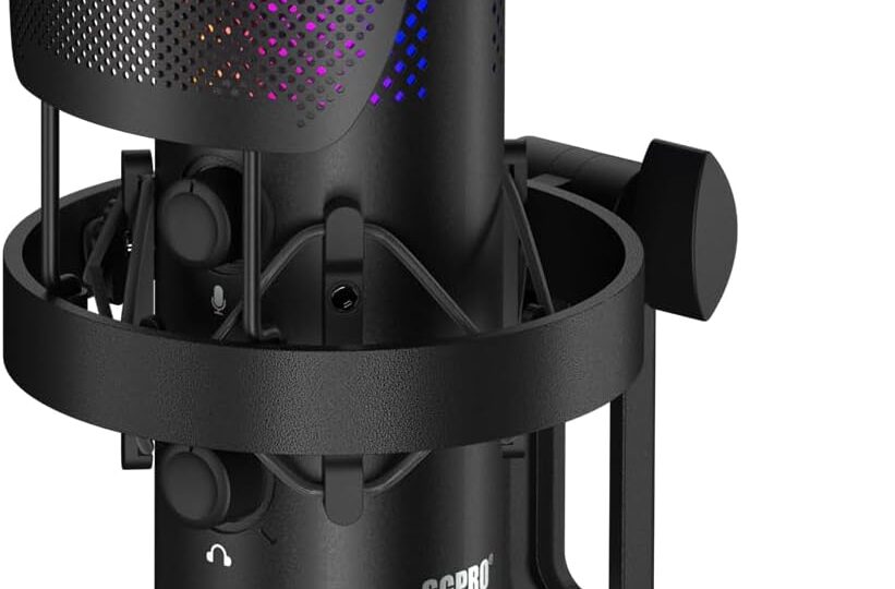 SGPRO SG-CM25 Wireless USB Condenser Microphone – 24-bit/48kHz, RGB, Noise Cancellation for Streaming & Podcasting