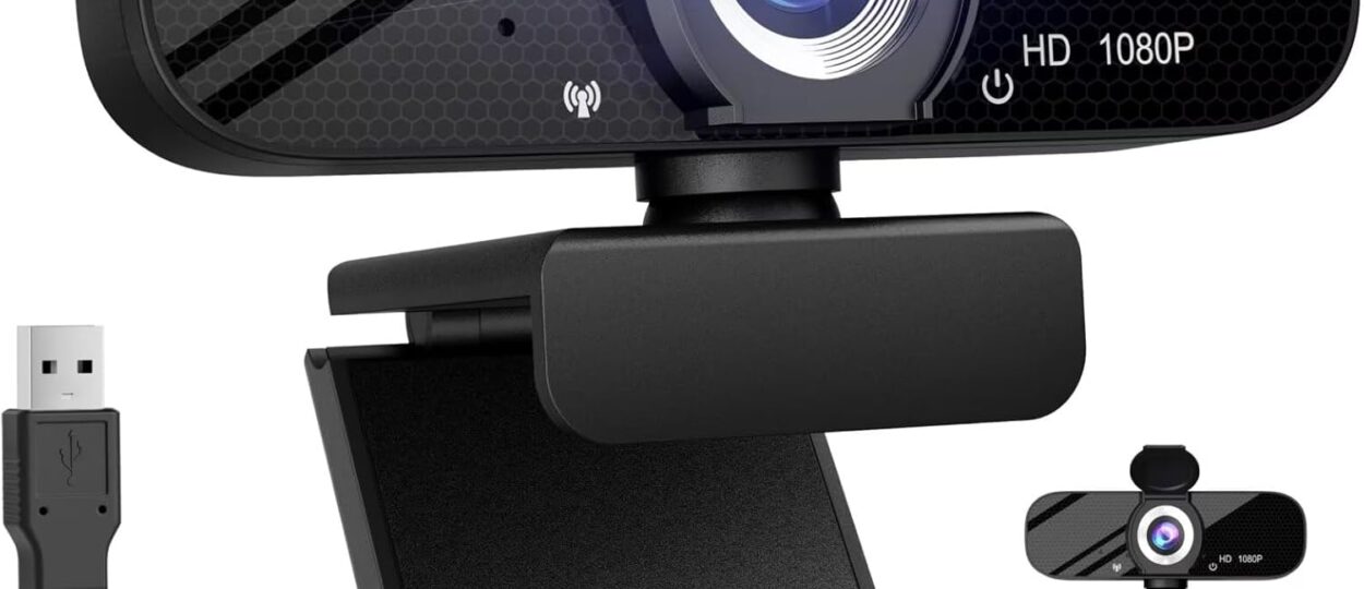 Tewiky Full HD 1080P Webcam with Microphone & Tripod – Wide Angle USB Camera for PC & Laptop